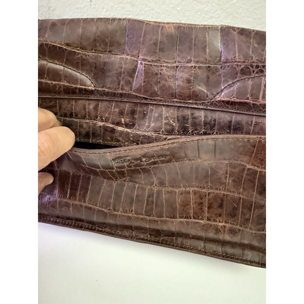 Brown Foley + Corinna Cocodrille Leather Vintage Crossbody Bag - Picture 7 of 9